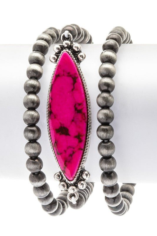 Navajo Beads Stone Stretch Bracelet Set - Bitsy Gypsy Boutique