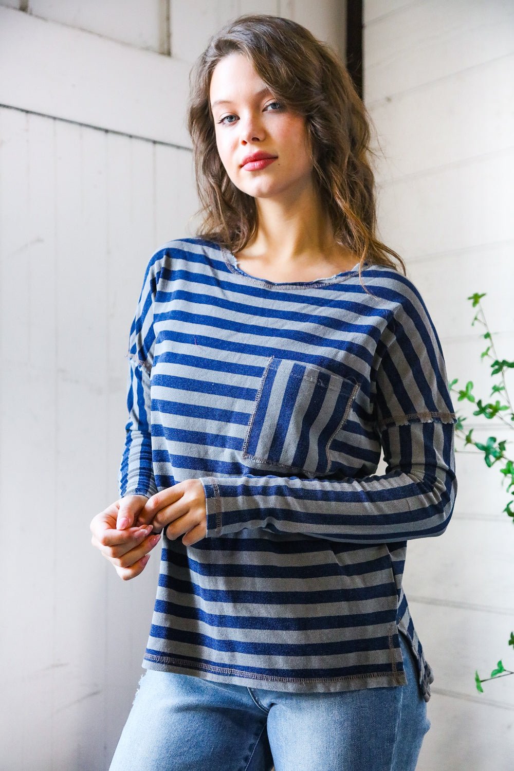 Navy Days Long Sleeve Top - Bitsy Gypsy Boutique
