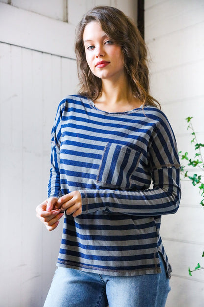 Navy Days Long Sleeve Top - Bitsy Gypsy Boutique
