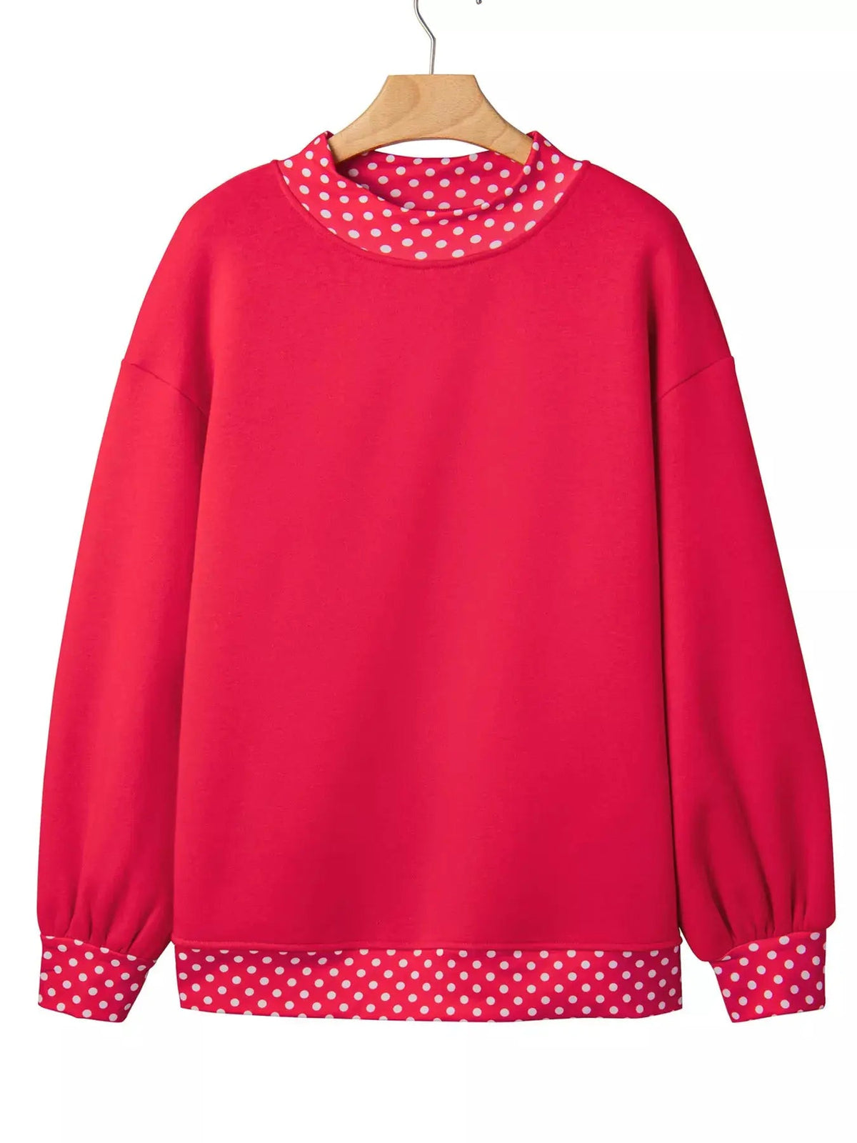 Navy Polka Dot Trim Contrast Crew Neck Sweatshirt - Bitsy Gypsy Boutique