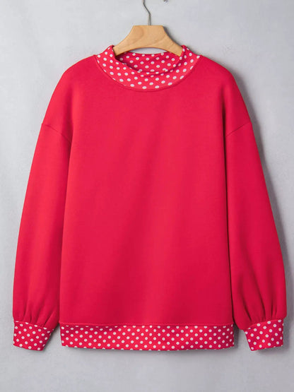 Navy Polka Dot Trim Contrast Crew Neck Sweatshirt - Bitsy Gypsy Boutique