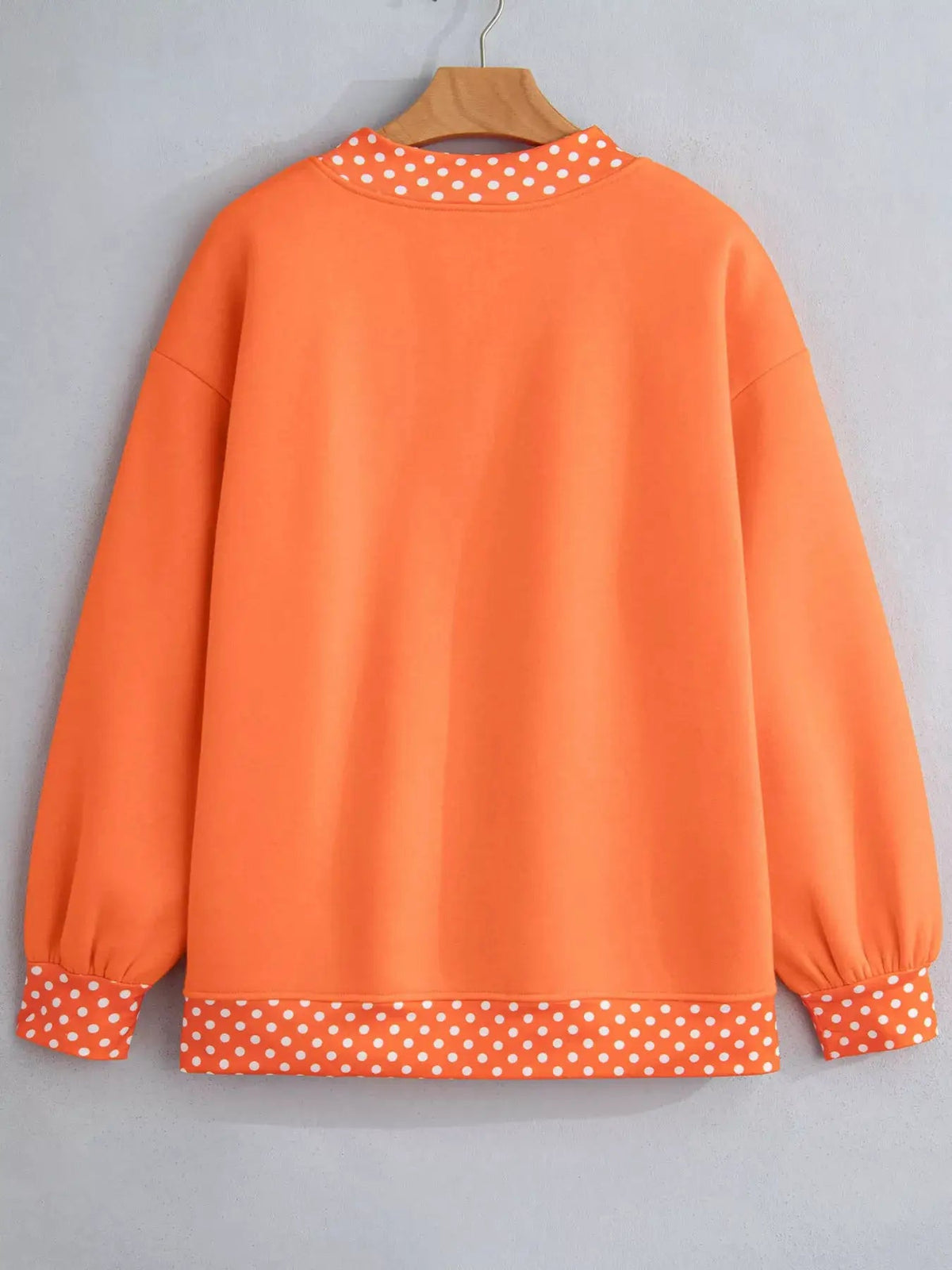 Navy Polka Dot Trim Contrast Crew Neck Sweatshirt - Bitsy Gypsy Boutique
