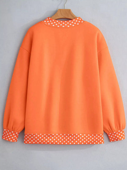 Navy Polka Dot Trim Contrast Crew Neck Sweatshirt - Bitsy Gypsy Boutique