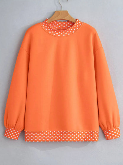 Navy Polka Dot Trim Contrast Crew Neck Sweatshirt - Bitsy Gypsy Boutique