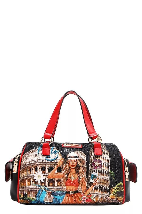 Nicole Lee USA Martha Travels Italy Wide Handbag with Rhinestones - Bitsy Gypsy Boutique