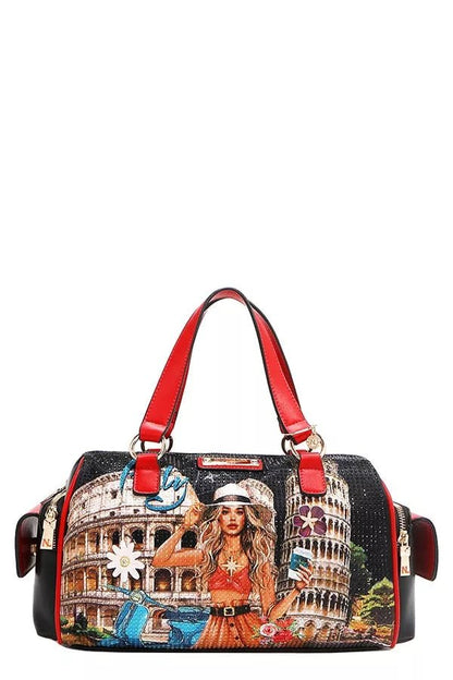 Nicole Lee USA Martha Travels Italy Wide Handbag with Rhinestones - Bitsy Gypsy Boutique