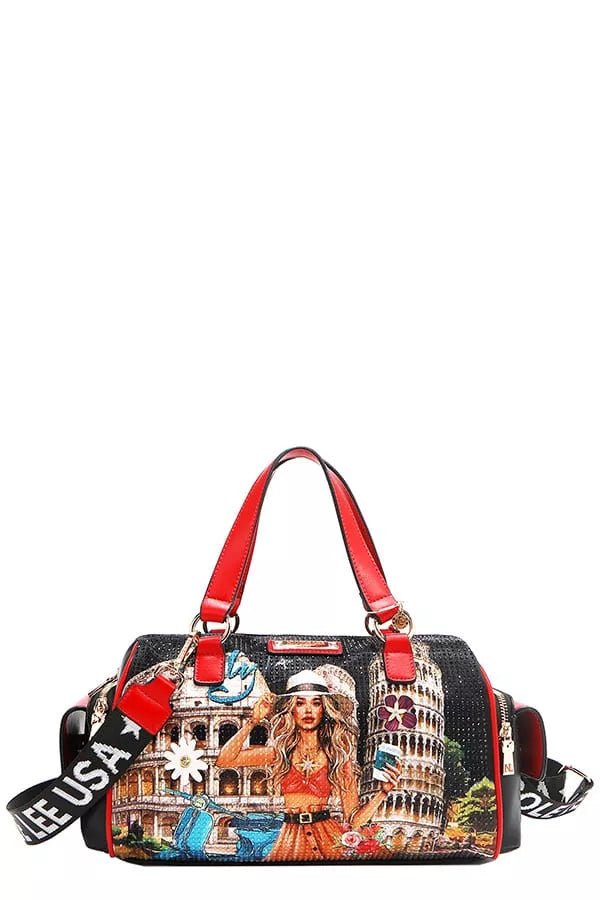 Nicole Lee USA Martha Travels Italy Wide Handbag with Rhinestones - Bitsy Gypsy Boutique