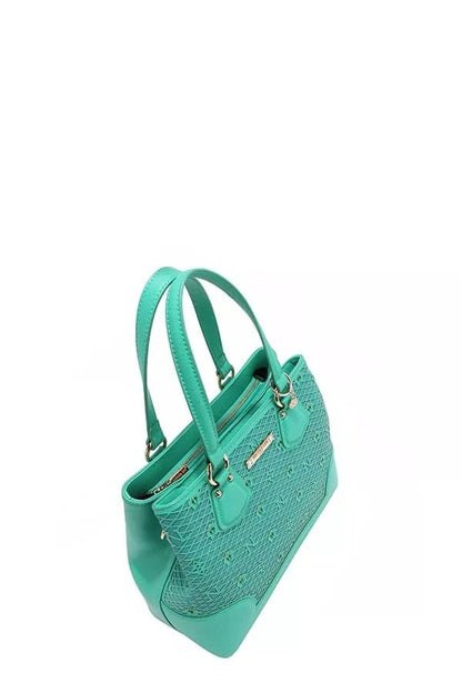 Nicole Lee USA Monogram Pattern Handbag with Rhinestones Decor - Bitsy Gypsy Boutique