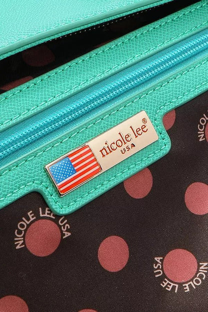 Nicole Lee USA Monogram Pattern Handbag with Rhinestones Decor - Bitsy Gypsy Boutique