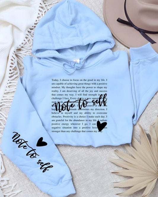 Note to Self Postive Graphic Hoodie - Bitsy Gypsy Boutique