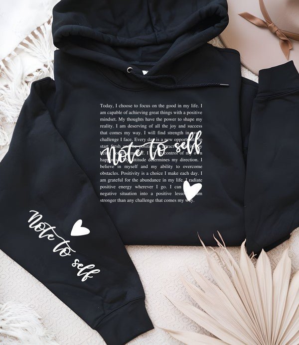 Note to Self Postive Graphic Hoodie - Bitsy Gypsy Boutique
