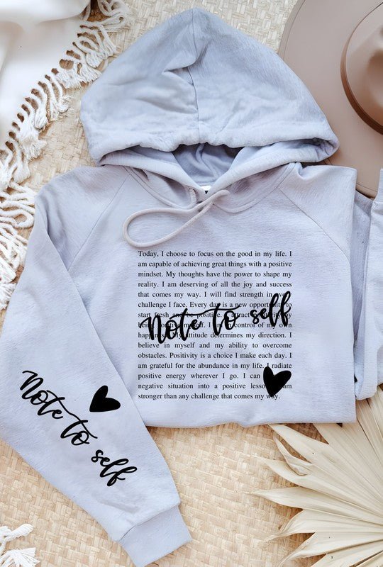 Note to Self Postive Graphic Hoodie - Bitsy Gypsy Boutique