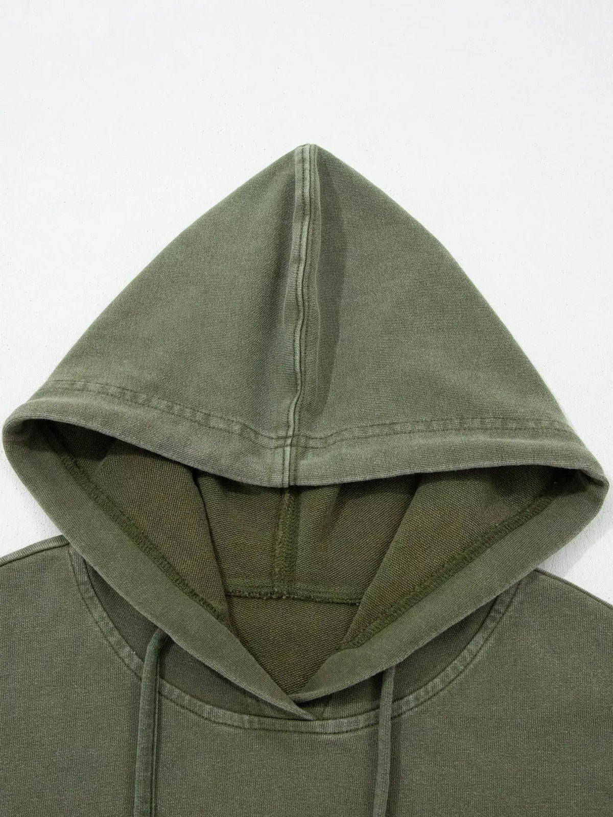 Olive Green Plaid Sleeve Drawstring Pocket Hoodie - Bitsy Gypsy Boutique