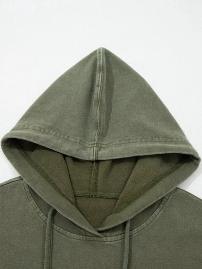 Olive Green Plaid Sleeve Drawstring Pocket Hoodie - Bitsy Gypsy Boutique