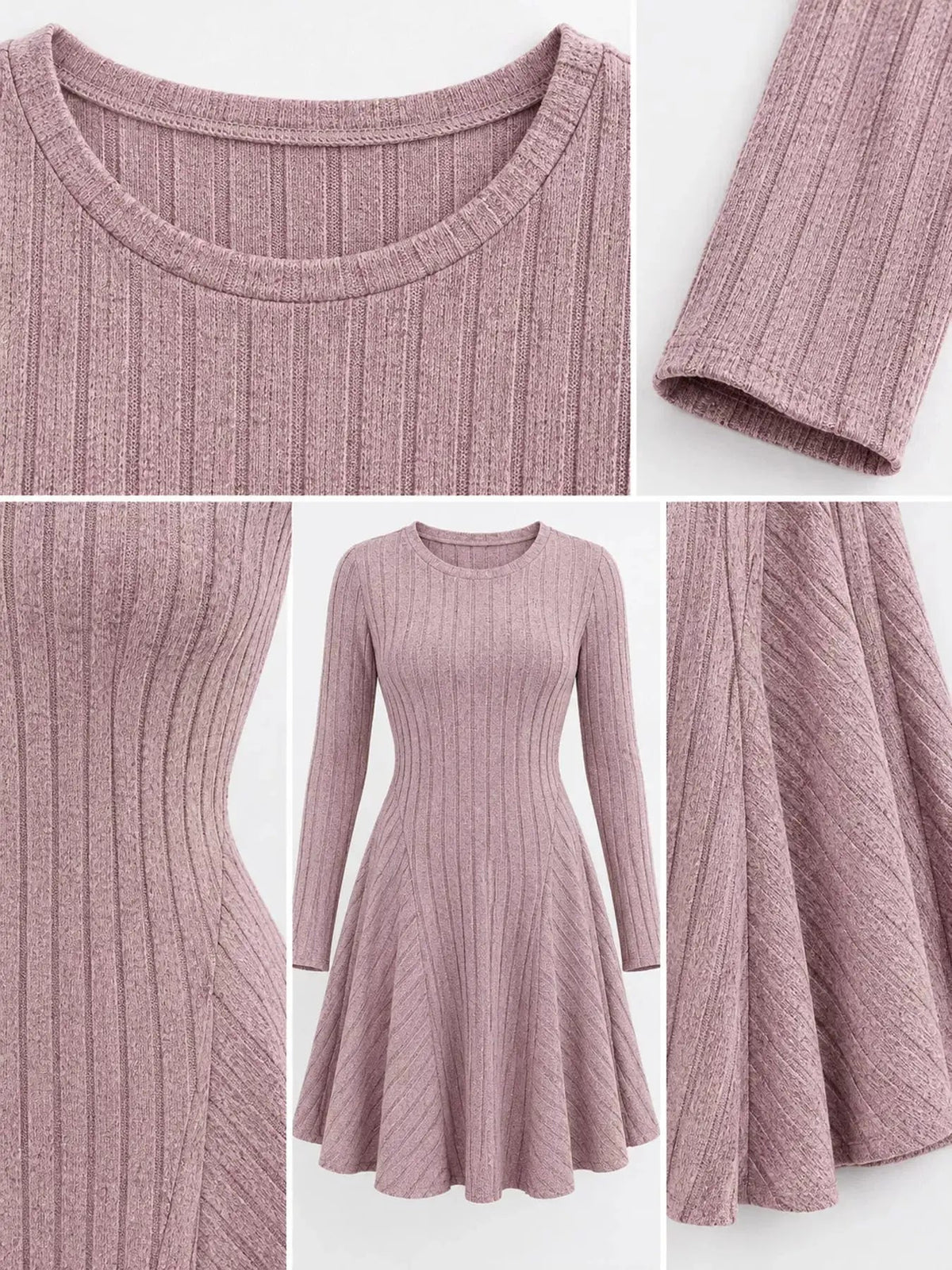 Olive Green V-Neck Ribbed Knit A-Line Mini Dress - Bitsy Gypsy Boutique