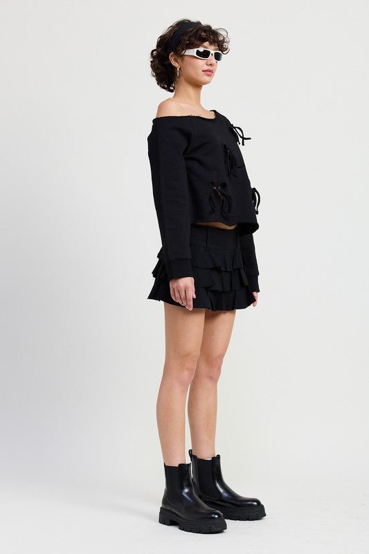 ONE SHOULDER FRENCH TERRY TOP WITH CUTOUT DETAIL - Bitsy Gypsy Boutique