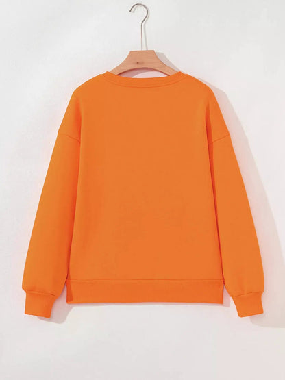 Orange Sequin Skeleton Halloween Crewneck Sweatshirt - Bitsy Gypsy Boutique