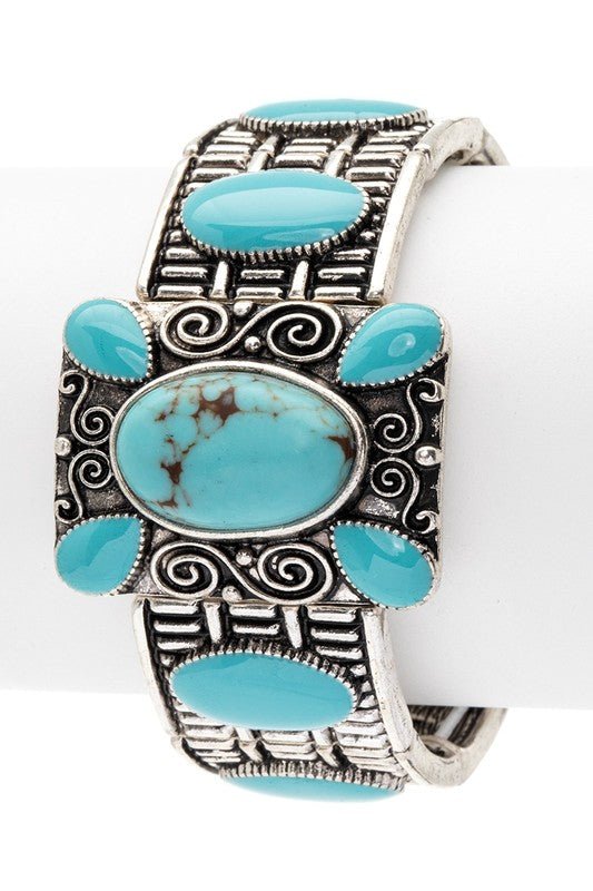 Oversize Square Western Stretch Bracelet - Bitsy Gypsy Boutique