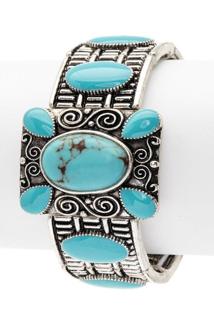 Oversize Square Western Stretch Bracelet - Bitsy Gypsy Boutique