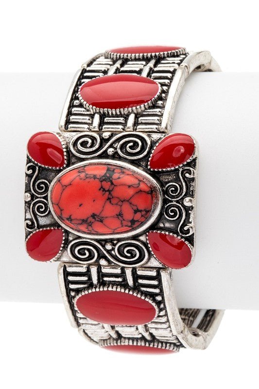 Oversize Square Western Stretch Bracelet - Bitsy Gypsy Boutique