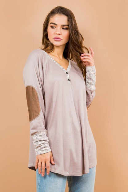 Oversized Elbow Patch Tunic - Bitsy Gypsy Boutique
