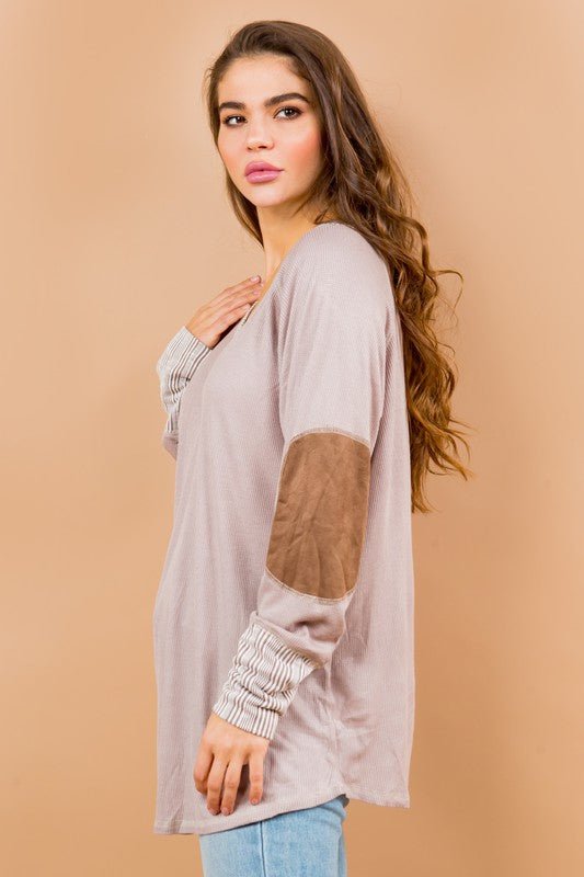 Oversized Elbow Patch Tunic - Bitsy Gypsy Boutique