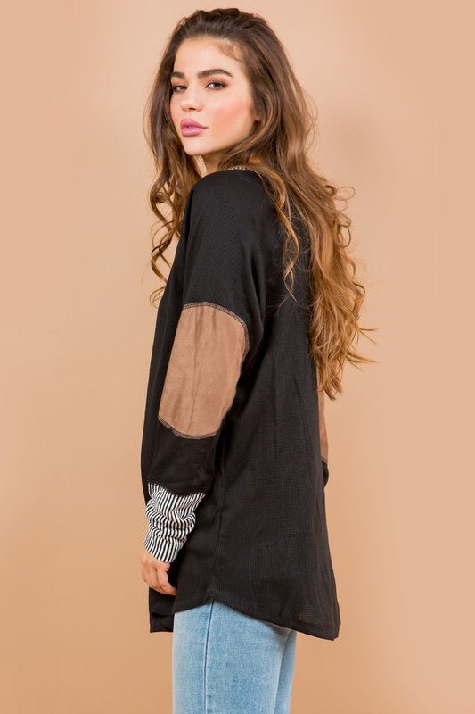 Oversized Elbow Patch Tunic - Bitsy Gypsy Boutique