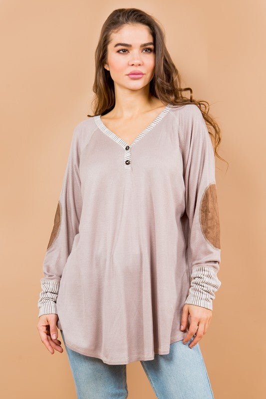 Oversized Elbow Patch Tunic - Bitsy Gypsy Boutique
