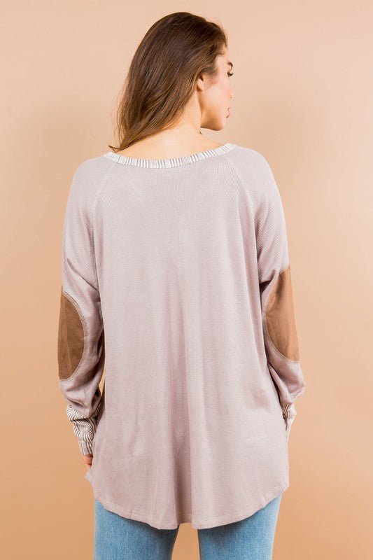 Oversized Elbow Patch Tunic - Bitsy Gypsy Boutique