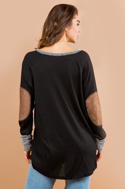 Oversized Elbow Patch Tunic - Bitsy Gypsy Boutique