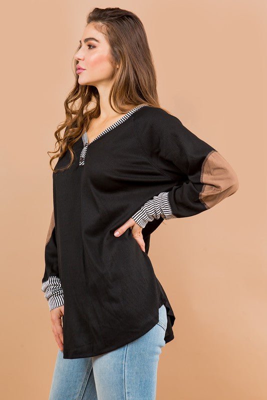 Oversized Elbow Patch Tunic - Bitsy Gypsy Boutique
