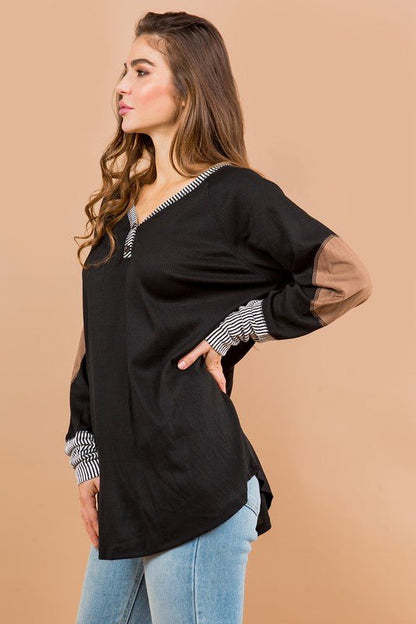 Oversized Elbow Patch Tunic - Bitsy Gypsy Boutique