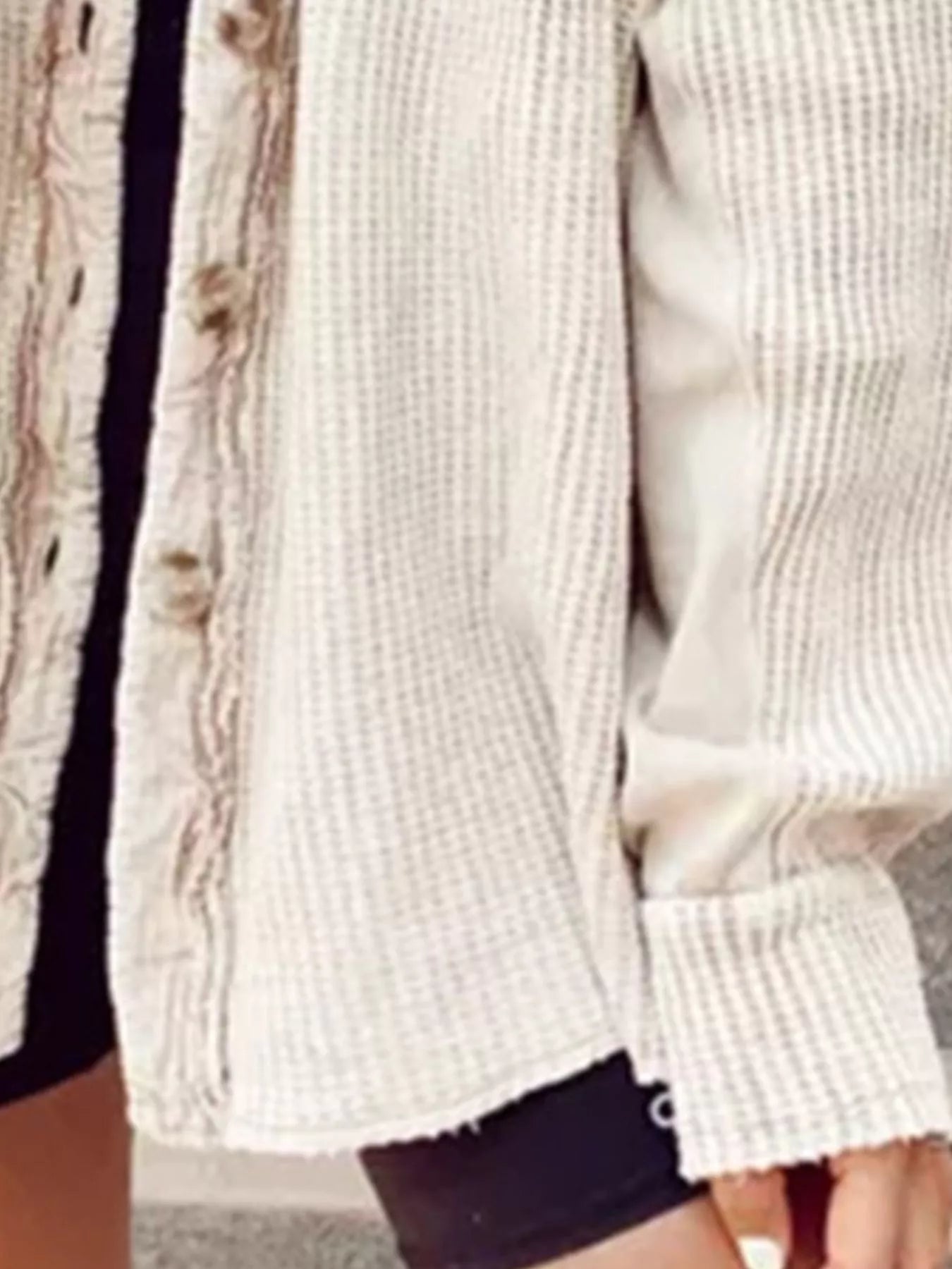 Oversized Waffle Knit Button-Up Jacket - Bitsy Gypsy Boutique