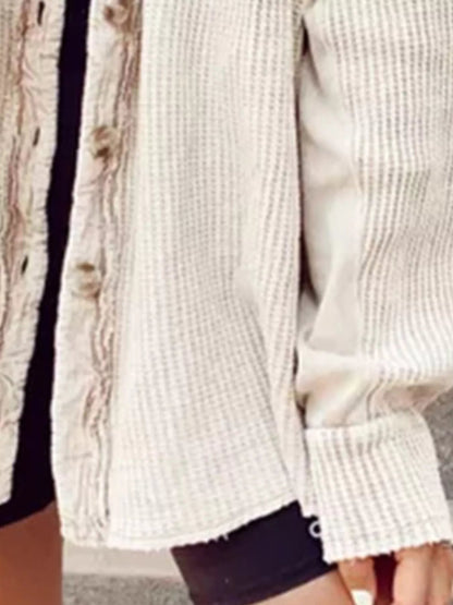 Oversized Waffle Knit Button-Up Jacket - Bitsy Gypsy Boutique