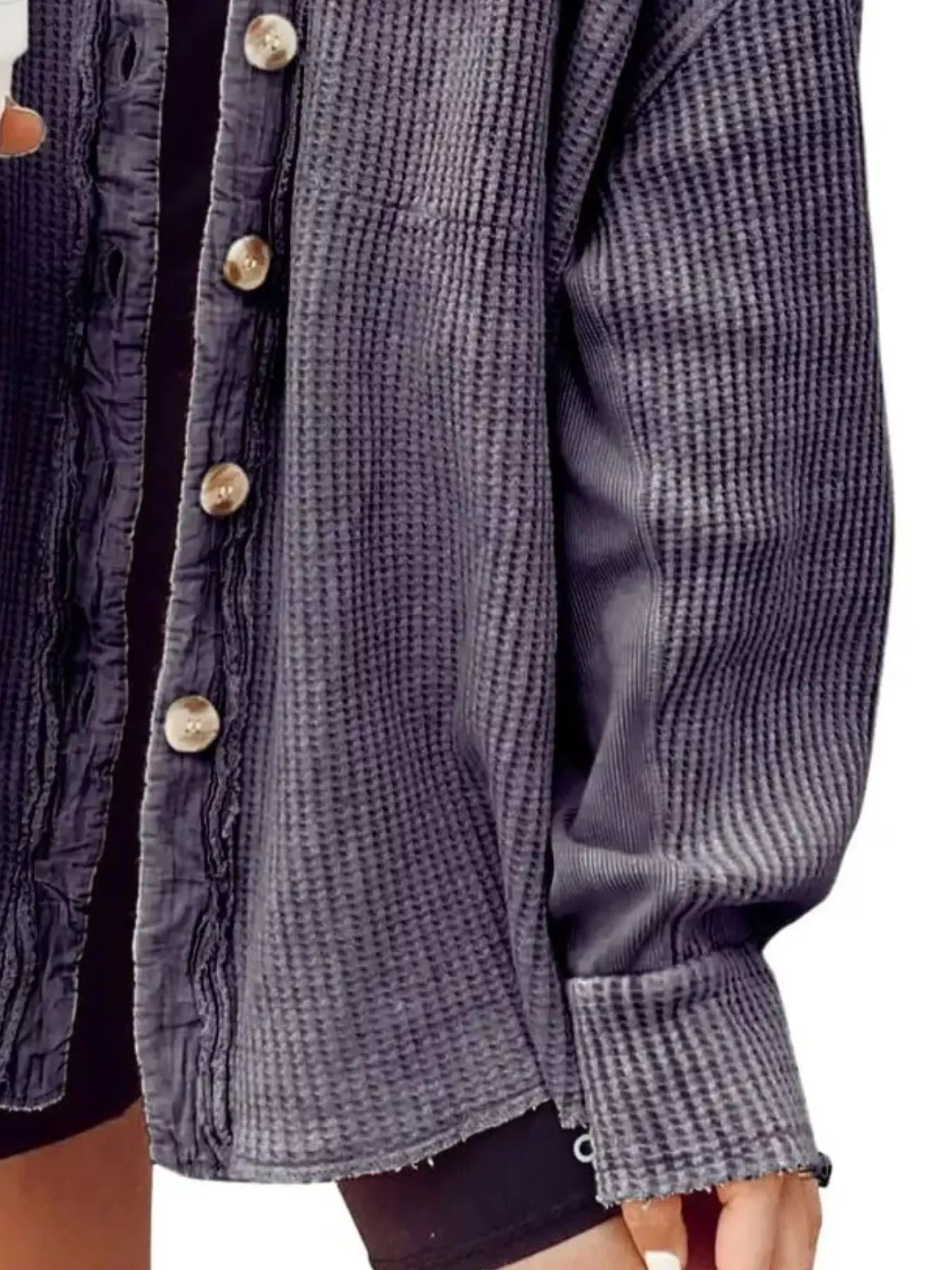 Oversized Waffle Knit Button-Up Jacket - Bitsy Gypsy Boutique