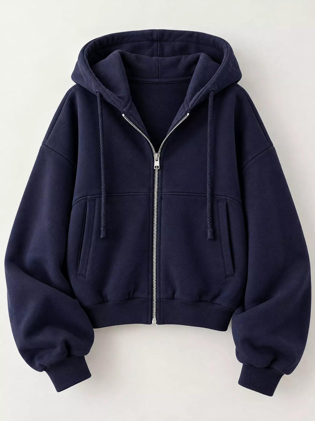 Oversized Zip-Up Cropped Hoodie - Bitsy Gypsy Boutique