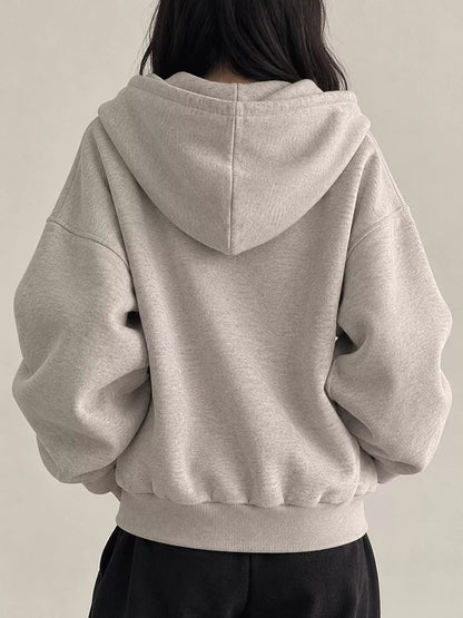 Oversized Zip-Up Cropped Hoodie - Bitsy Gypsy Boutique