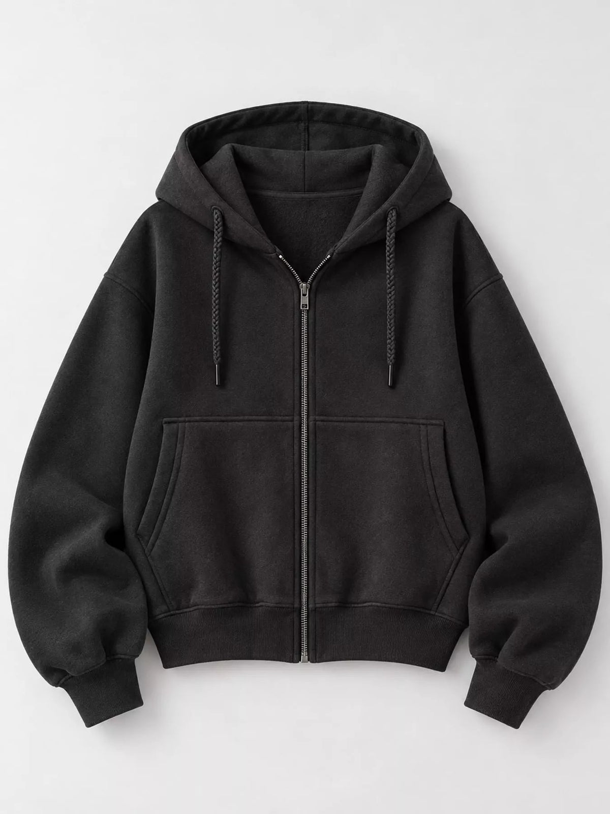 Oversized Zip-Up Cropped Hoodie - Bitsy Gypsy Boutique