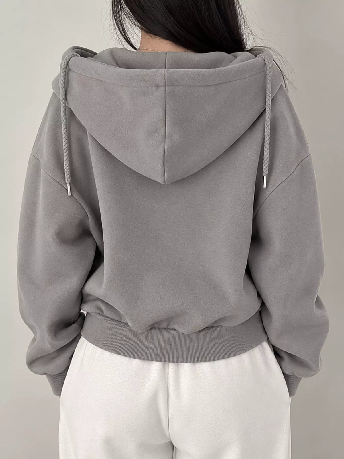 Oversized Zip-Up Cropped Hoodie - Bitsy Gypsy Boutique