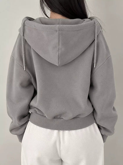 Oversized Zip-Up Cropped Hoodie - Bitsy Gypsy Boutique
