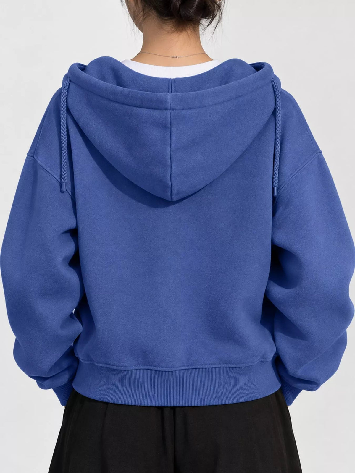 Oversized Zip-Up Cropped Hoodie - Bitsy Gypsy Boutique