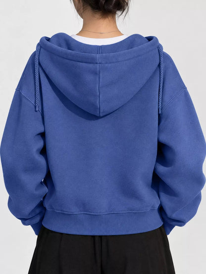 Oversized Zip-Up Cropped Hoodie - Bitsy Gypsy Boutique