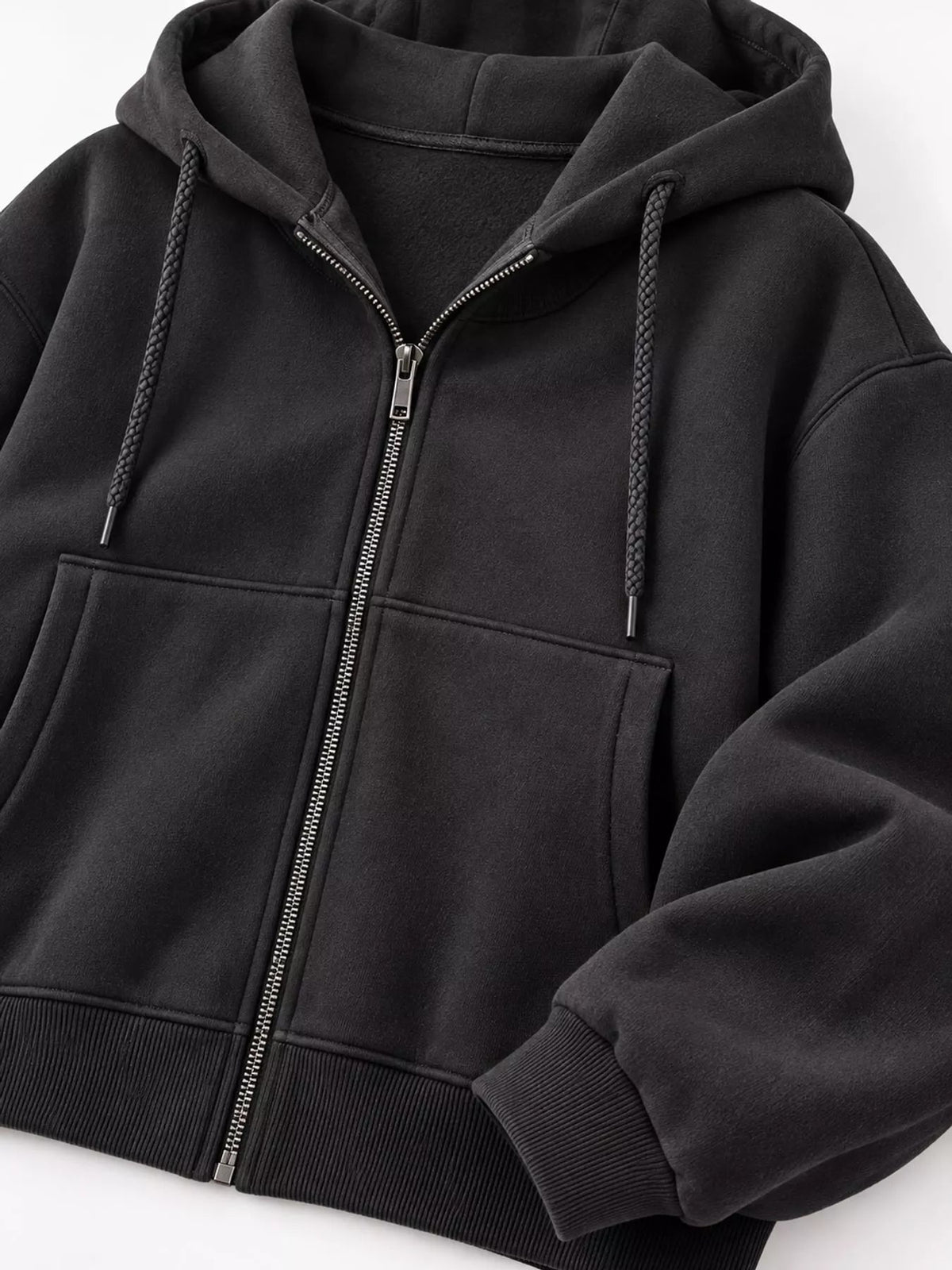 Oversized Zip-Up Cropped Hoodie - Bitsy Gypsy Boutique