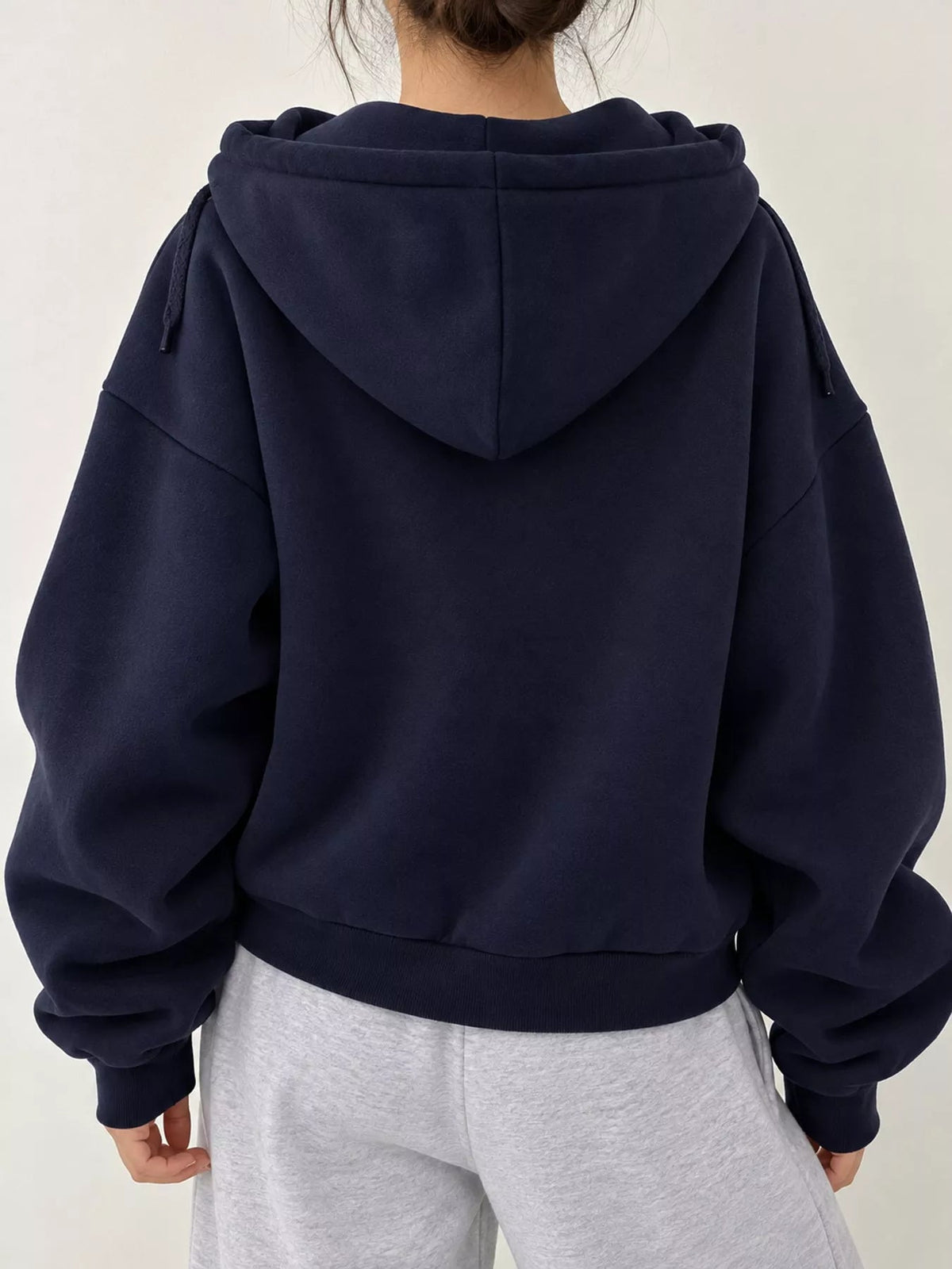 Oversized Zip-Up Cropped Hoodie - Bitsy Gypsy Boutique