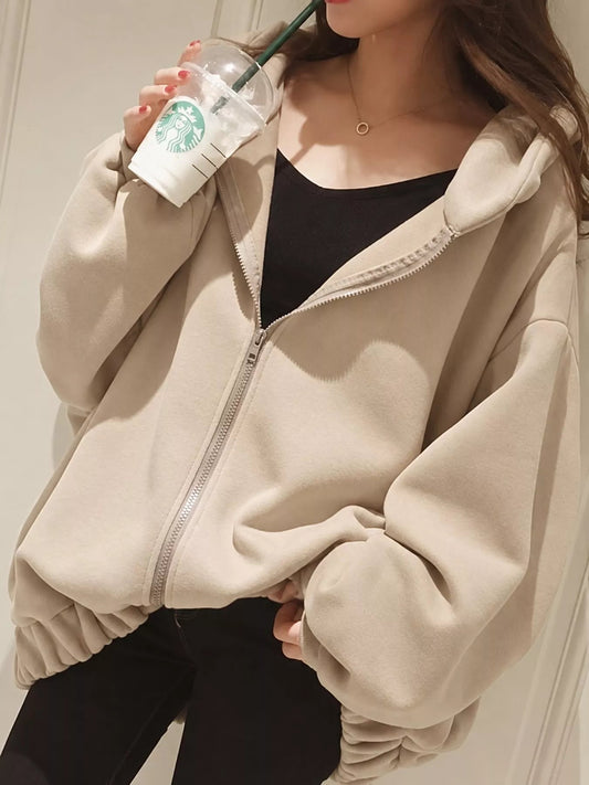 Oversized Zip-Up Hoodie - Bitsy Gypsy Boutique