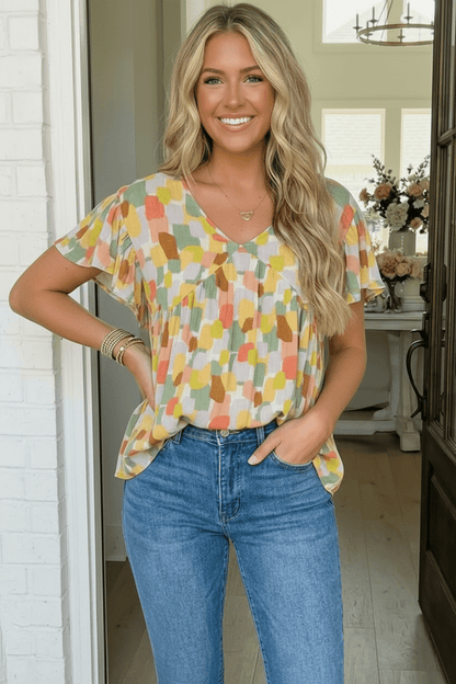 Painted Canvas Green Babydoll Top - Bitsy Gypsy Boutique