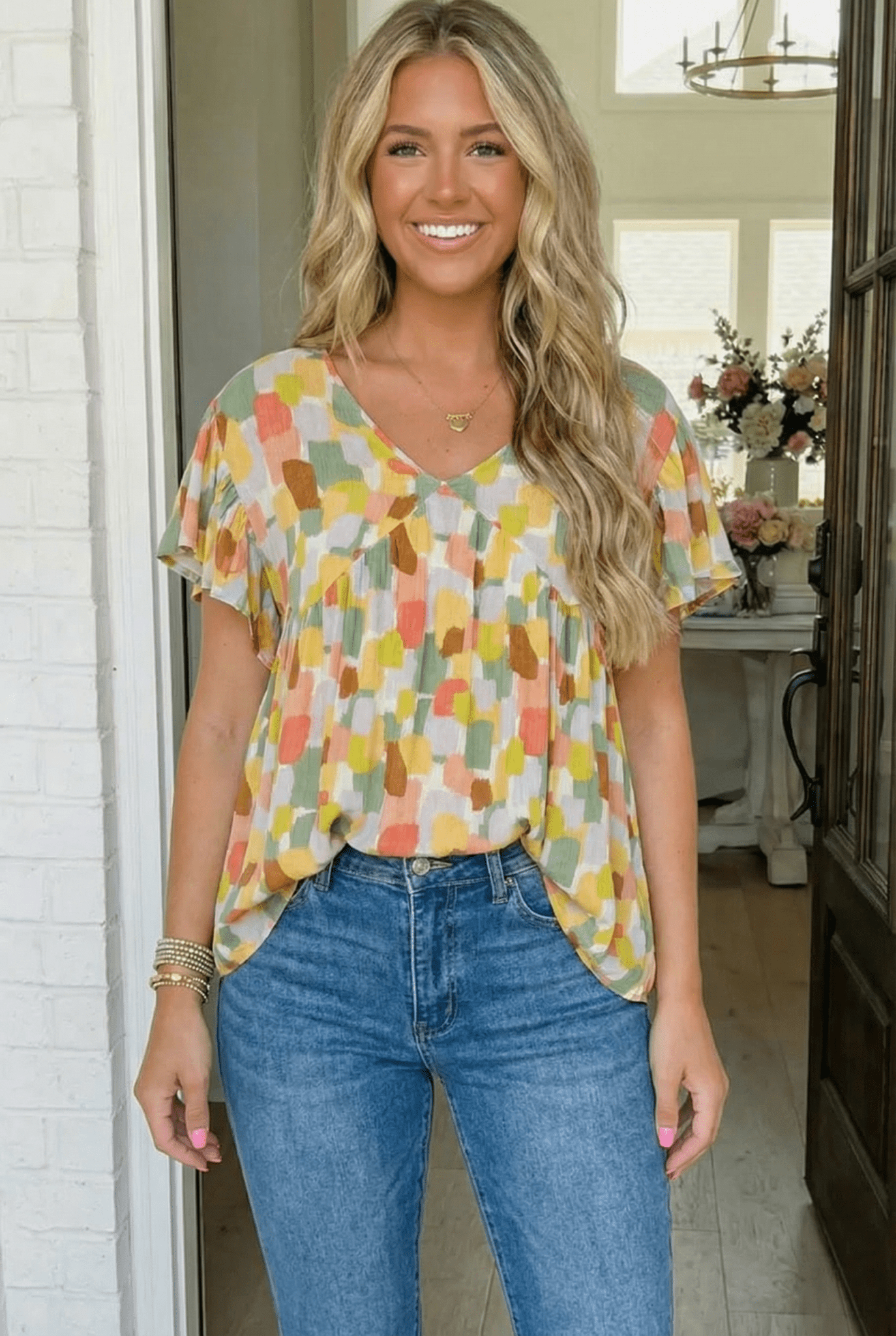 Painted Canvas Green Babydoll Top - Bitsy Gypsy Boutique