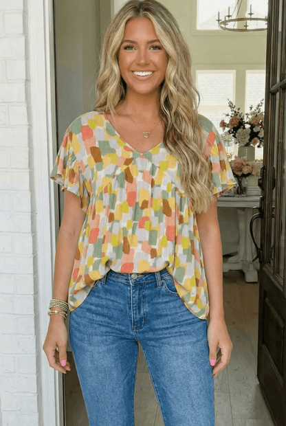 Painted Canvas Green Babydoll Top - Bitsy Gypsy Boutique