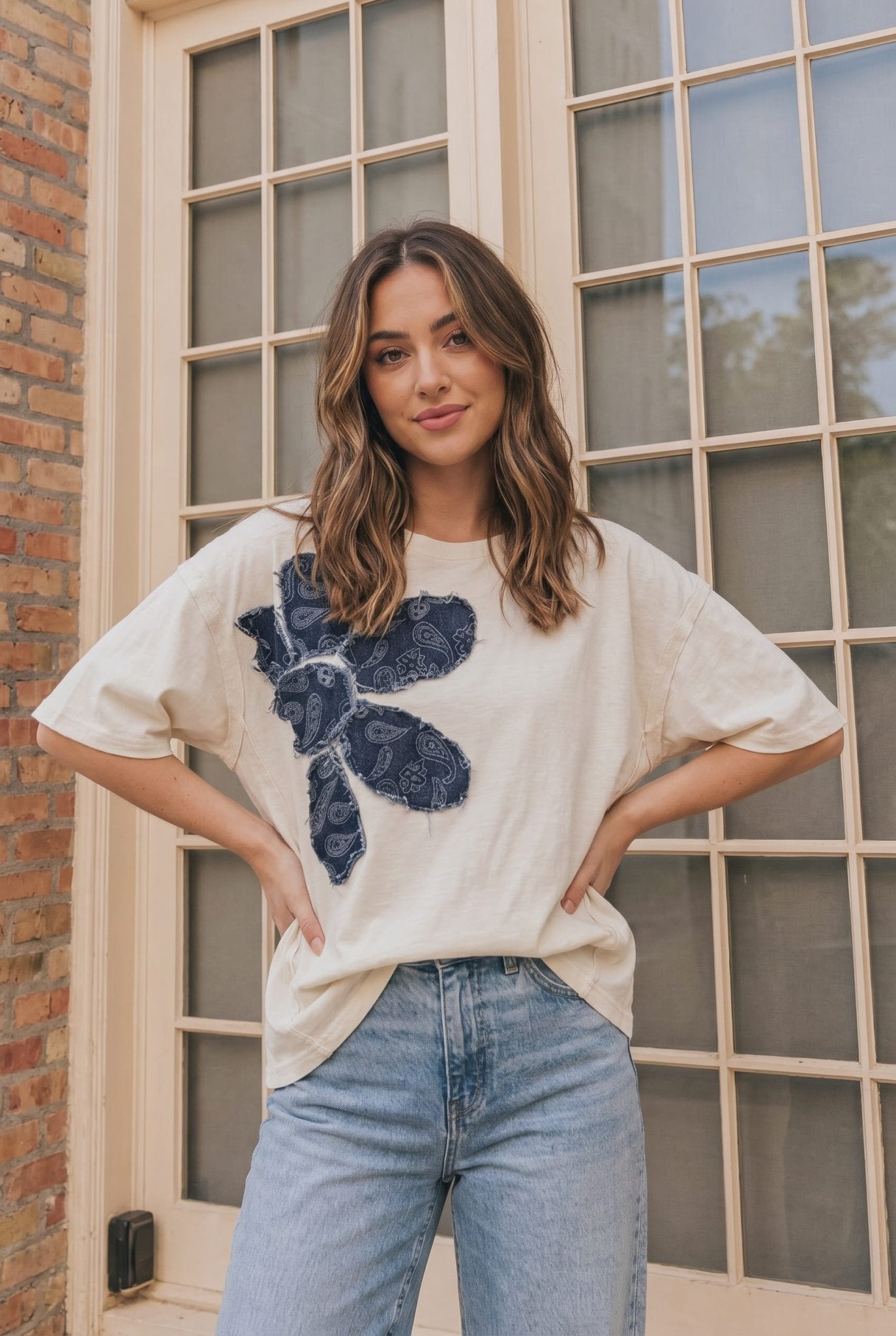 Paisley Petal Graphic Tee in Cream - Bitsy Gypsy Boutique