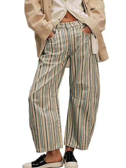 Paisley Print Wide-Leg Pocketed Jeans - Bitsy Gypsy Boutique